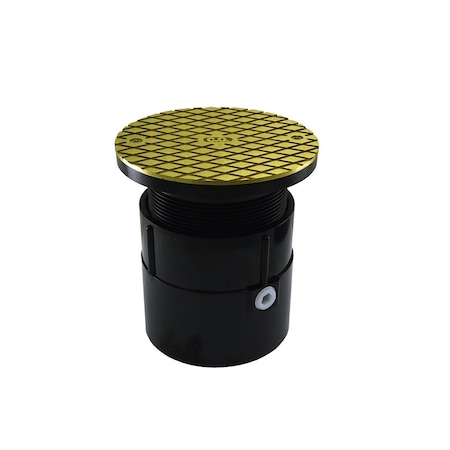 Jones Stephens 4in. ABS Over Pipe Fit Base Cleanout with 4in. Plastic Spud and 6in. Polished Brass Cover C60076